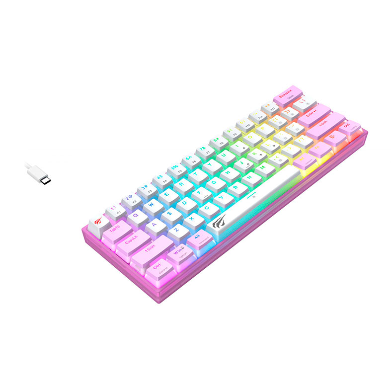 Teclado Mecanico Havit KB877L, RGB, Switch Vermelho, Rosa, HVKB-KB877L-PL-WH - miniatura 3