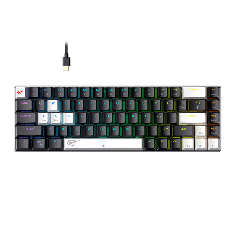 Teclado Mecanico Havit KB906L, 65%, RGB, Switch Magnetico Linear, Preto e Branco, HV-KB906L - imagem 1