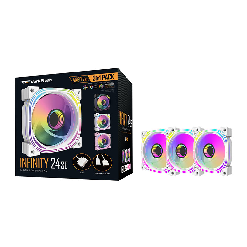Kit Ventoinhas Aigo DarkFlash Infinity 24se, A-RGB, 3x120mm, Branco, INF24se3in1-WH - miniatura 10