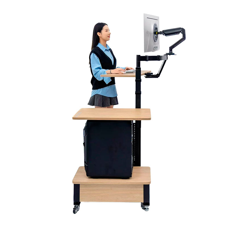 Suporte Movel Para Gabinete e Monitor Com Mesa Flutuante Ingrem, Com Regulagem, Eletrico, Com Rodas, Preto, ING-DESK-BL01 - miniatura 4