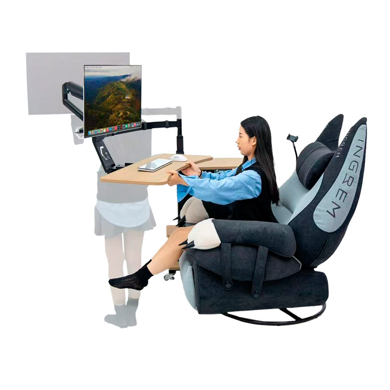 Suporte Movel Para Gabinete e Monitor Com Mesa Flutuante Ingrem, Com Regulagem, Eletrico, Com Rodas, Preto, ING-DESK-BL01 - miniatura 5