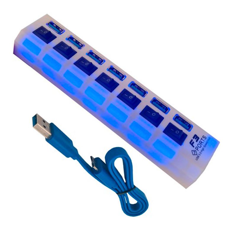 HUB F3 7 Portas USB 3.0, Branco, JC-HUB703 - miniatura 3