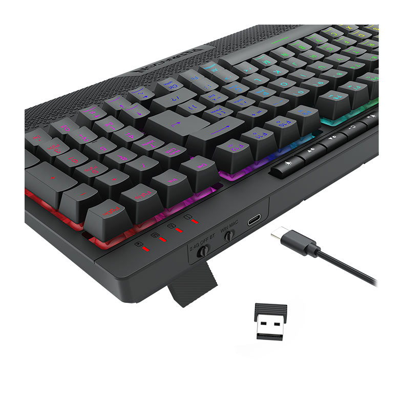 Teclado Gamer Redragon Shiva Pro 98, RGB, Membrana, Wireless, Preto, K515RGB-PRO-PT - miniatura 8