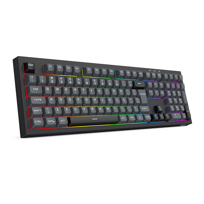Teclado Gamer Redragon Crux, Rainbow, ABTN2, Wireless, Preto e CInza, K518R-WL-GB - miniatura 3