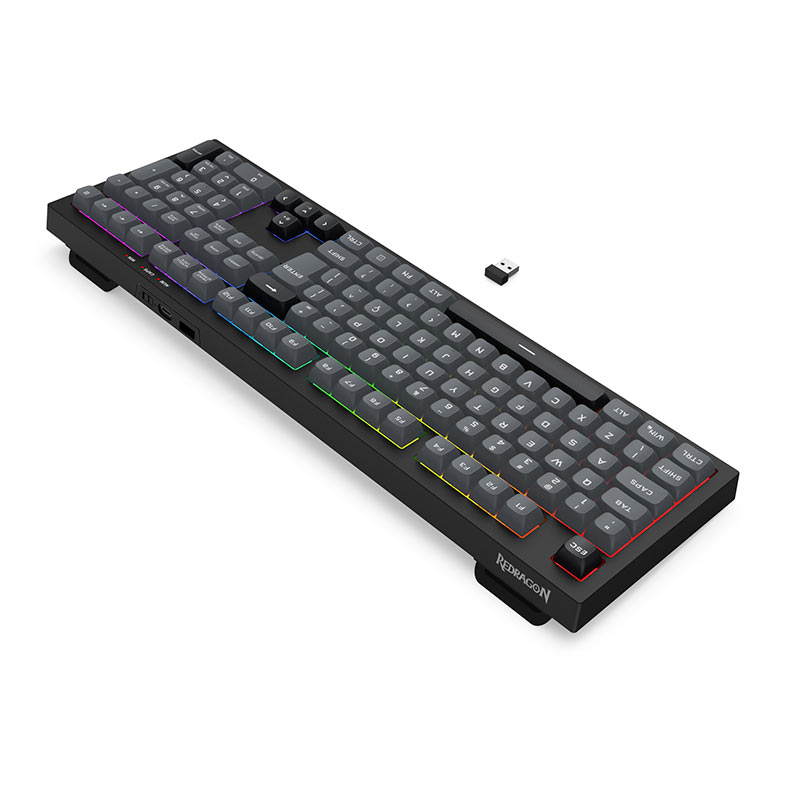 Teclado Gamer Redragon Crux, Rainbow, ABTN2, Wireless, Preto e CInza, K518R-WL-GB - miniatura 7
