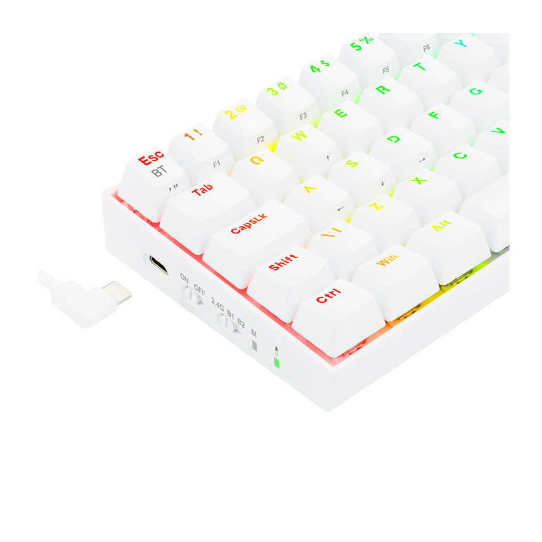 Teclado Mecanico Gamer Redragon Draconic PRO, RGB, ABNT2 60%, Switch Azul, Branco, K530W-RGB-PRO (PT-BLUE) - miniatura 8