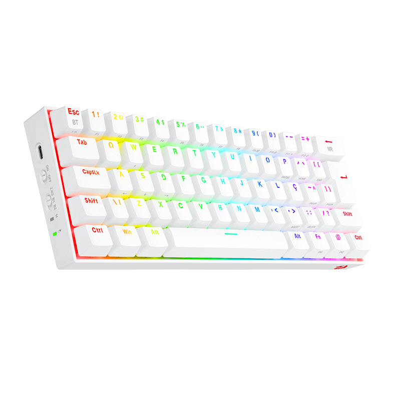 Teclado Mecanico Gamer Redragon Draconic PRO, RGB, ABNT2 60%, Switch Azul, Branco, K530W-RGB-PRO (PT-BLUE) - miniatura 3
