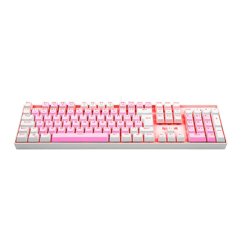 Teclado Mecanico Gamer Redragon Mitra, Led Vermelho, ABNT2, Switch Azul, Rosa e Branco, K551PW-PT-BLUE - miniatura 6
