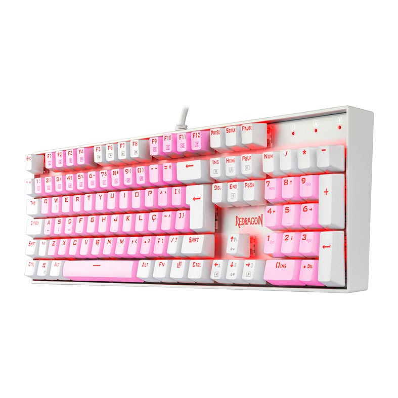 Teclado Mecanico Gamer Redragon Mitra, RGB, ABNT2, Switch Azul, Rosa e Branco, K551PW-RGB-PT-BLUE - miniatura 4