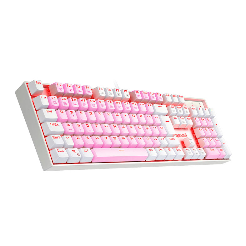 Teclado Mecanico Gamer Redragon Mitra, Led Vermelho, ABNT2, Switch Marrom, Rosa e Branco, K551PW-PT-BROWN - miniatura 3