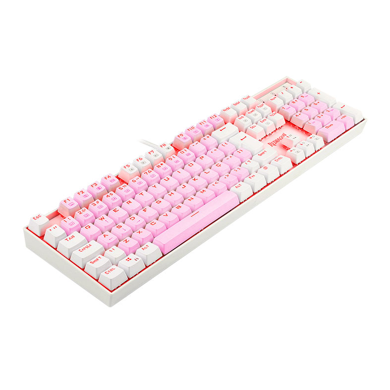 Teclado Mecanico Gamer Redragon Mitra, Led Vermelho, ABNT2, Switch Marrom, Rosa e Branco, K551PW-PT-BROWN - miniatura 5