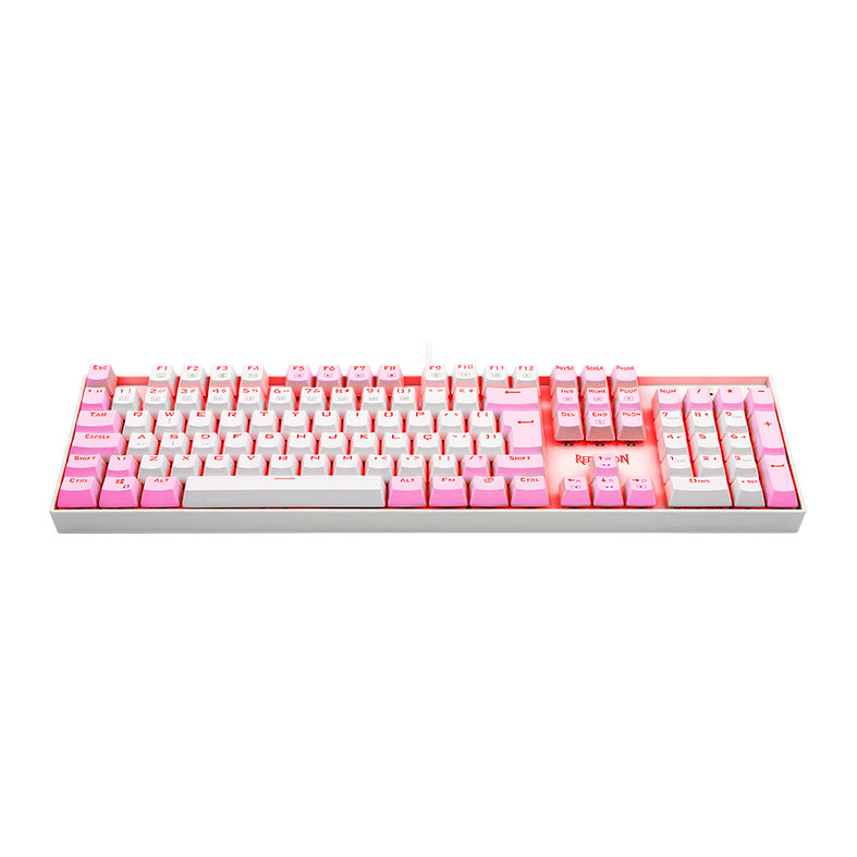 Teclado Mecanico Gamer Redragon Mitra, Led Vermelho, ABNT2, Switch Marrom, Branco e Rosa, K551WP-PT-BROWN - miniatura 5