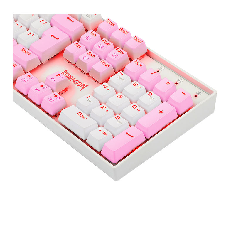 Teclado Mecanico Gamer Redragon Mitra, Led Vermelho, ABNT2, Switch Marrom, Branco e Rosa, K551WP-PT-BROWN - miniatura 8