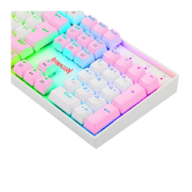 Teclado Mecanico Gamer Redragon Mitra, RGB, ABNT2, Switch Azul, Branco e Rosa, K551WP-RGB-PT-BLUE - miniatura 8