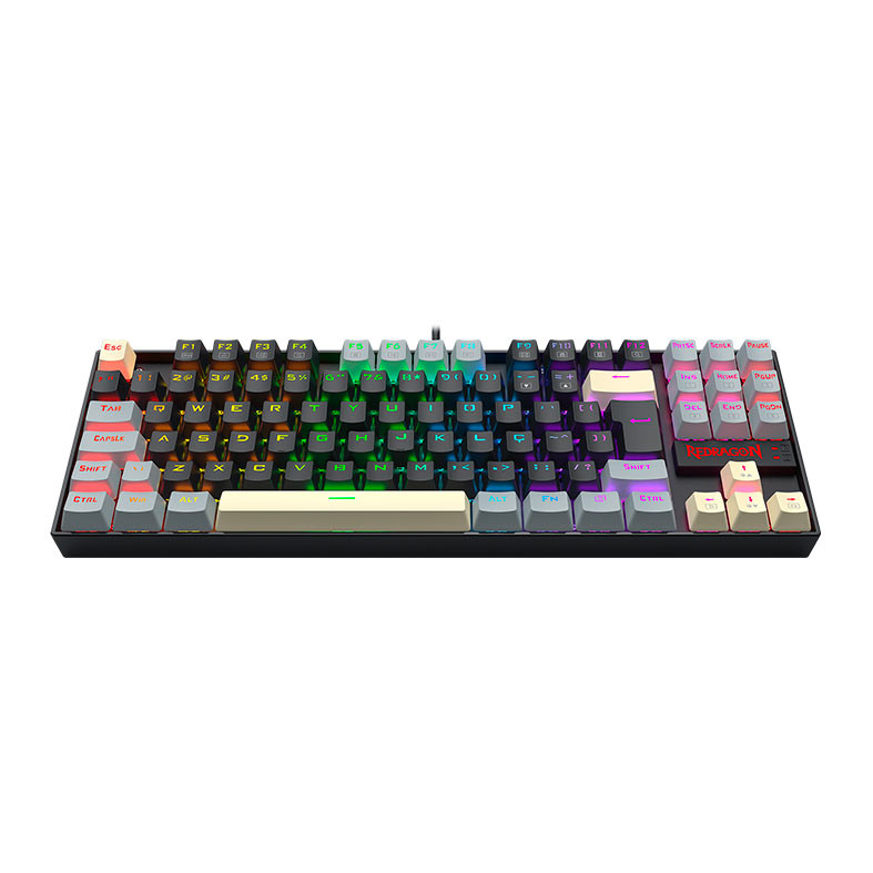 Teclado Mecanico Redragon Kumara, RGB, ABNT2, Switch Marrom, Preto/Cinza/Amarelo, K552LGY-RGB-PT-BROWN - miniatura 6