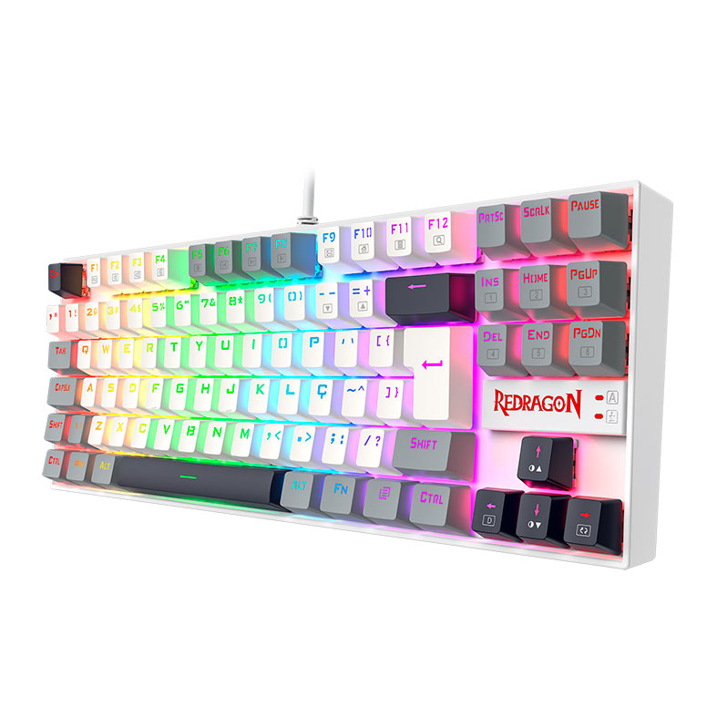 Teclado Mecanico Redragon Kumara, RGB, ABNT2, Switch Marrom, Branco/Preto/Cinza, K552WGL-RGB-PT-BROWN - miniatura 4