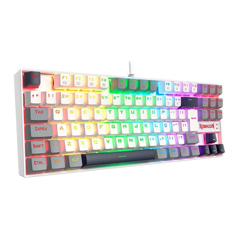 Teclado Mecanico Redragon Kumara, RGB, ABNT2, Switch Marrom, Branco/Preto/Cinza, K552WGL-RGB-PT-BROWN - miniatura 3