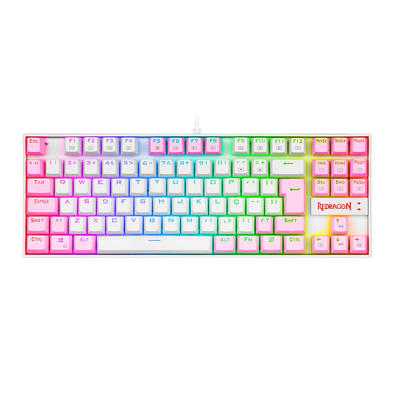 Teclado Mecanico Redragon Kumara, RGB, Switch Azul, Branco e Rosa, K552WP-RGB-PT-BLUE - imagem 1