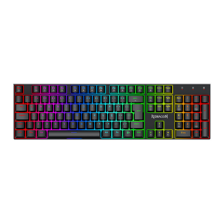 Teclado Magnetico Redragon Dharma, RGB, Full Size, Rapid Trigger, ABNT2, Case em Aluminio, Preto, K556RGB-M