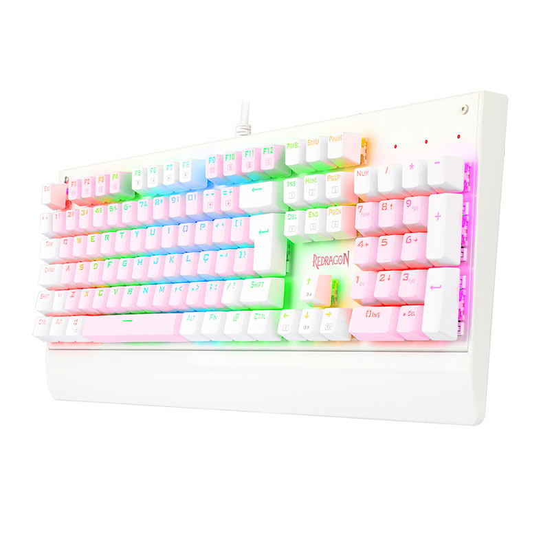 Teclado Mecanico Redragon Kala, RGB, ABNT2, Switch Marrom, Rosa e Branco, K557PW-RGB-PT-BROWN - miniatura 4