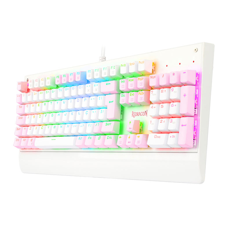 Teclado Mecanico Redragon Kala, RGB, ABNT2, Switch Azul, Branco e Rosa, K557WP-RGB-PT-BLUE - miniatura 4