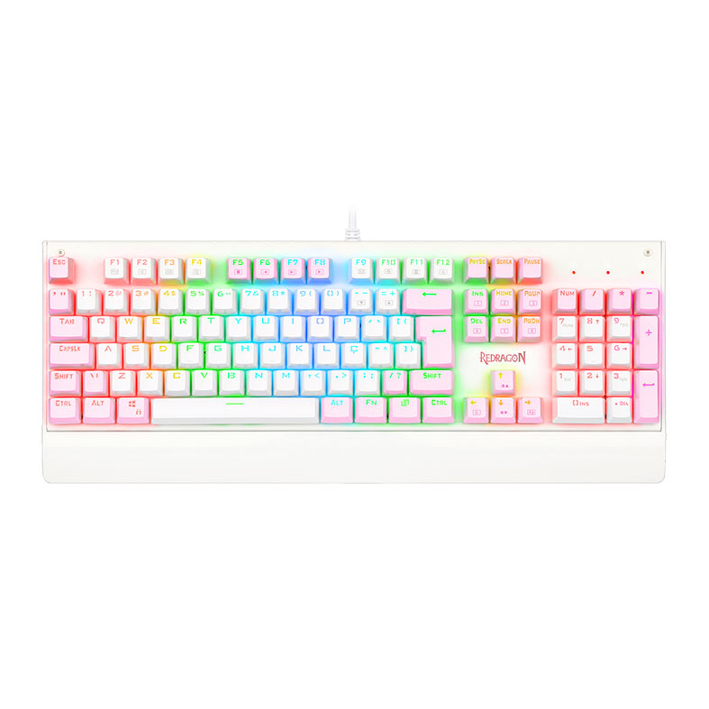Teclado Mecanico Redragon Kala, RGB, ABNT2, Switch Azul, Branco e Rosa, K557WP-RGB-PT-BLUE - imagem 1