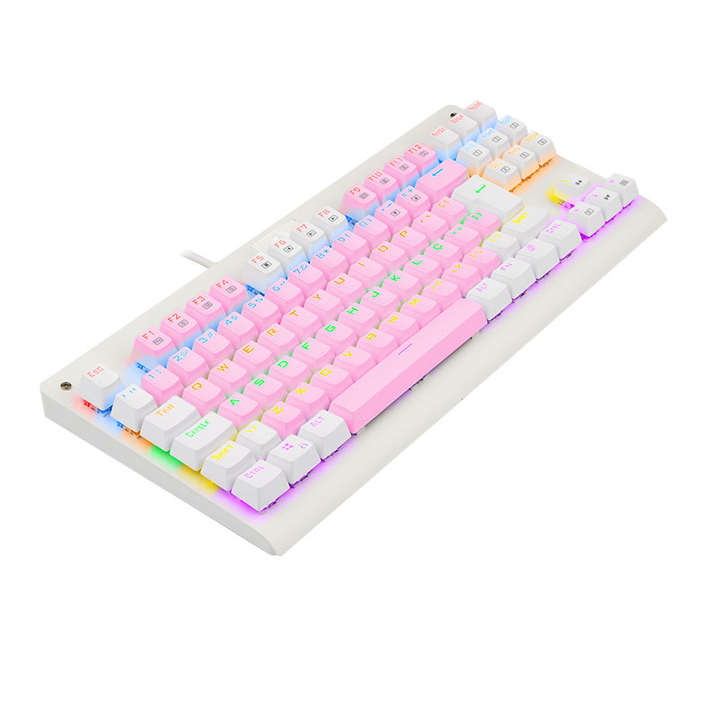 Teclado Mecanico Gamer Redragon Dark Avenger, Rainbow, Switch Brown, Branco e Rosa, K568PW-R-PT-BROWN - miniatura 5