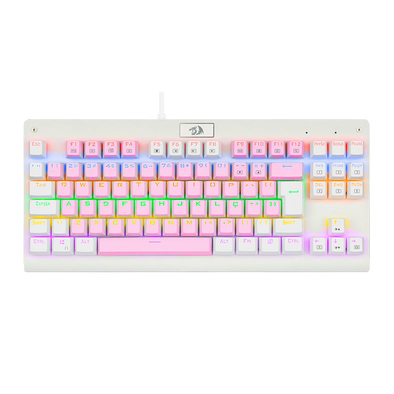 Teclado Mecanico Gamer Redragon Dark Avenger, Rainbow, Switch Brown, Branco e Rosa, K568PW-R-PT-BROWN - imagem 1