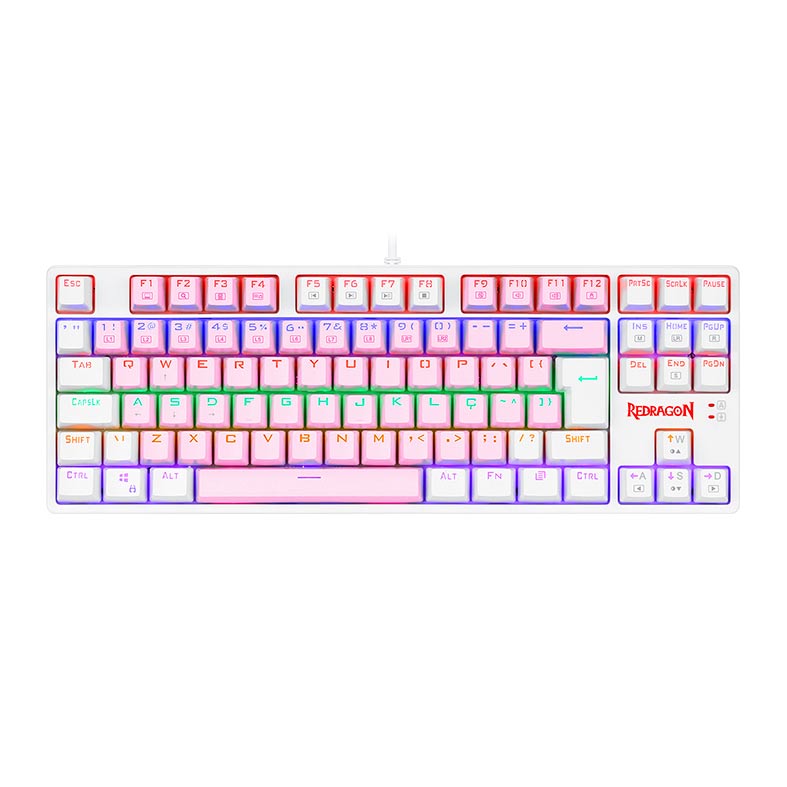 Teclado Mecanico Gamer Redragon Daksa, Rainbow, ABNT2, Switch Marrom, Rosa e Branco, K576PW-R-PT-BROWN - imagem 1