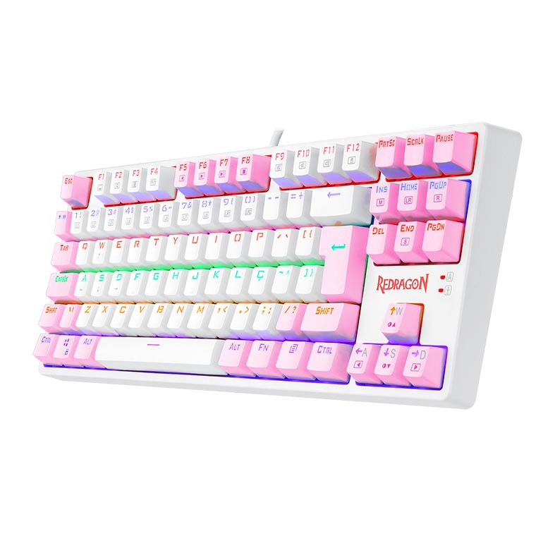 Teclado Mecanico Gamer Redragon Daksa, Rainbow, ABNT2, Switch Azul, Branco e Rosa, K576WP-R-PT-BLUE - miniatura 4