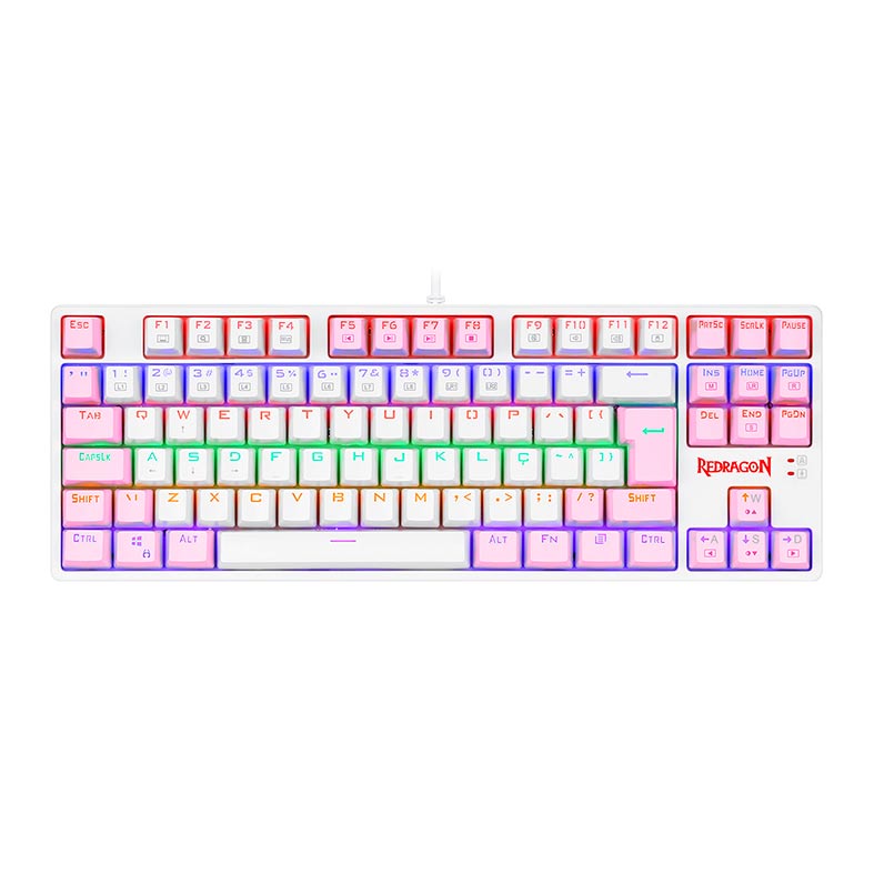 Teclado Mecanico Gamer Redragon Daksa, Rainbow, ABNT2, Switch Azul, Branco e Rosa, K576WP-R-PT-BLUE - imagem 1