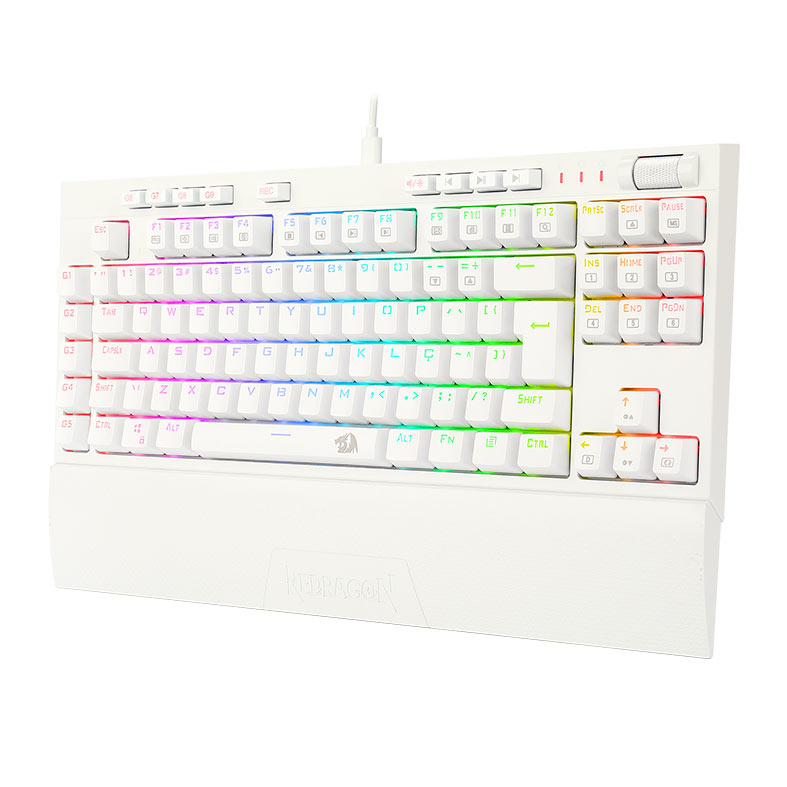 Teclado Mecanico Gamer Redragon Broadsword Pro, RGB, ABNT, Switch Marrom, Branco, K588W-RGB-PRO-PT-BROWN - miniatura 4