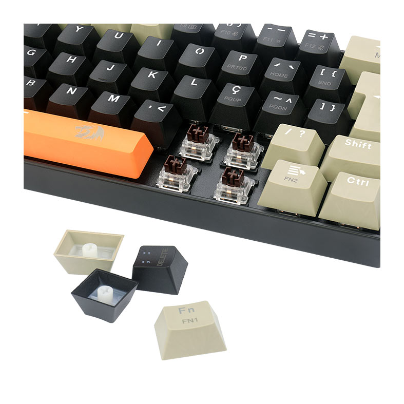 Teclado Mecanico Redragon Lakshmi Sunset, Led Branco, ABNT2, Switch Marrom, K606-OG-BK-GY - miniatura 8