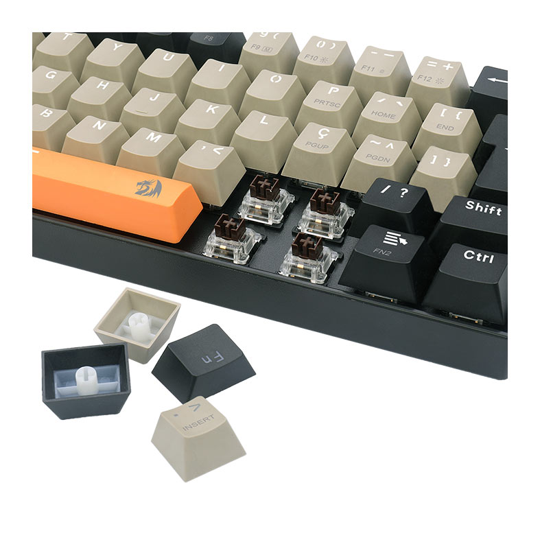 Teclado Mecanico Redragon Lakshmi Sunrise, Led Branco, ABNT2, Switch Marrom, K606-OG-GY-BK - miniatura 9