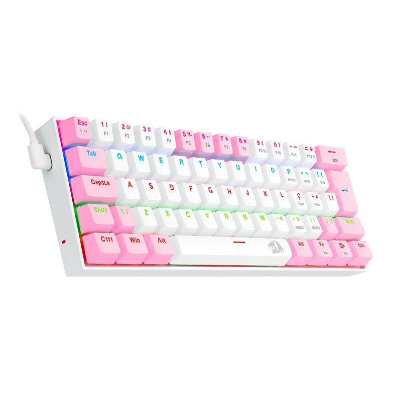Teclado Mecanico Gamer Redragon Lakshmi, Rainbow, ABNT2, Switch Azul, Branco e Rosa, K606WP-R-PT-BLUE - miniatura 3