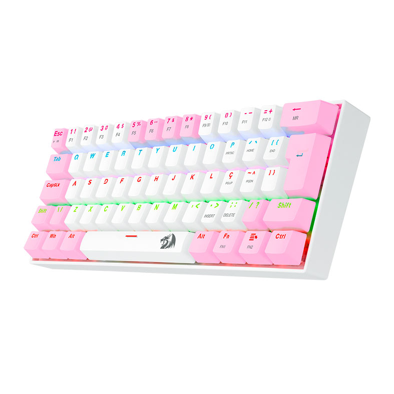 Teclado Mecanico Gamer Redragon Lakshmi, Rainbow, ABNT2, Switch Azul, Branco e Rosa, K606WP-R-PT-BLUE - miniatura 4