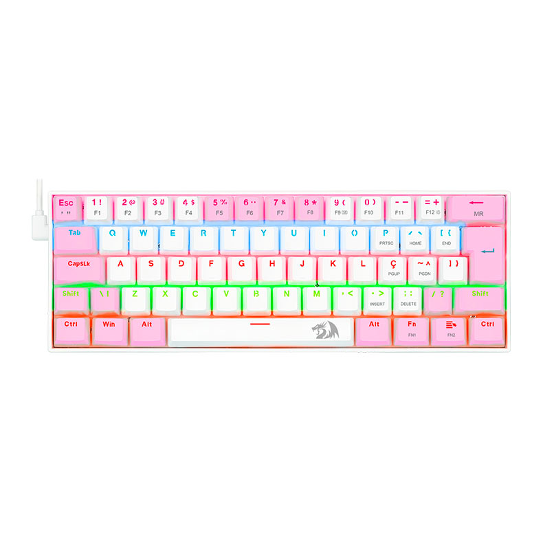 Teclado Mecanico Gamer Redragon Lakshmi, Rainbow, ABNT2, Switch Azul, Branco e Rosa, K606WP-R-PT-BLUE - imagem 1