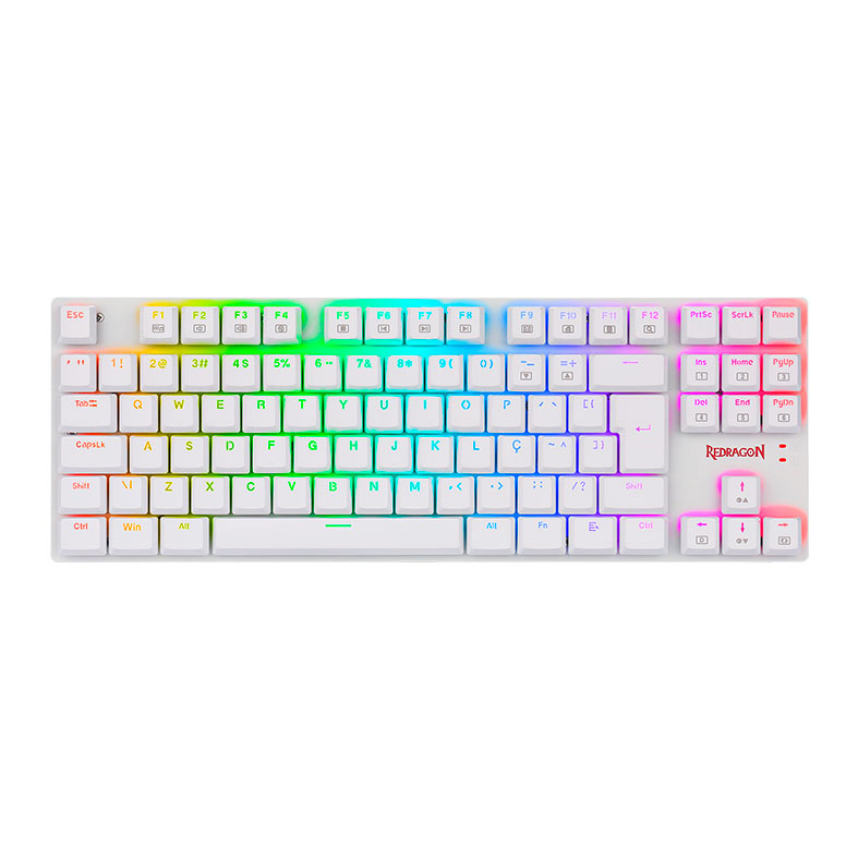 Teclado Mecanico Gamer Redragon APS, RGB, Switch Azul, Branco, K607W-RGB-PT-BLUE - imagem 1