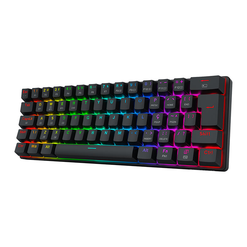 Teclado Mecanico Redragon Jax Pro, RGB, ABNT2, Switch Marrom, Wireless, Preto, K613-KBS PT-BROWN - miniatura 4