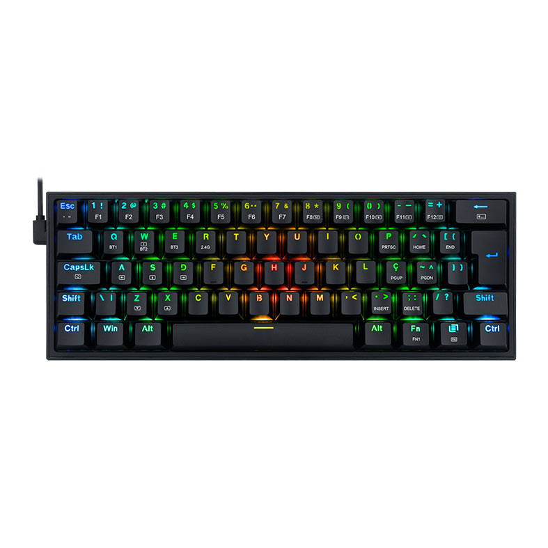 Teclado Mecanico Gamer Redragon Fizz Pro, RGB, Wireless, Switch Brown, Preto, K616-RGB-B-BROWN