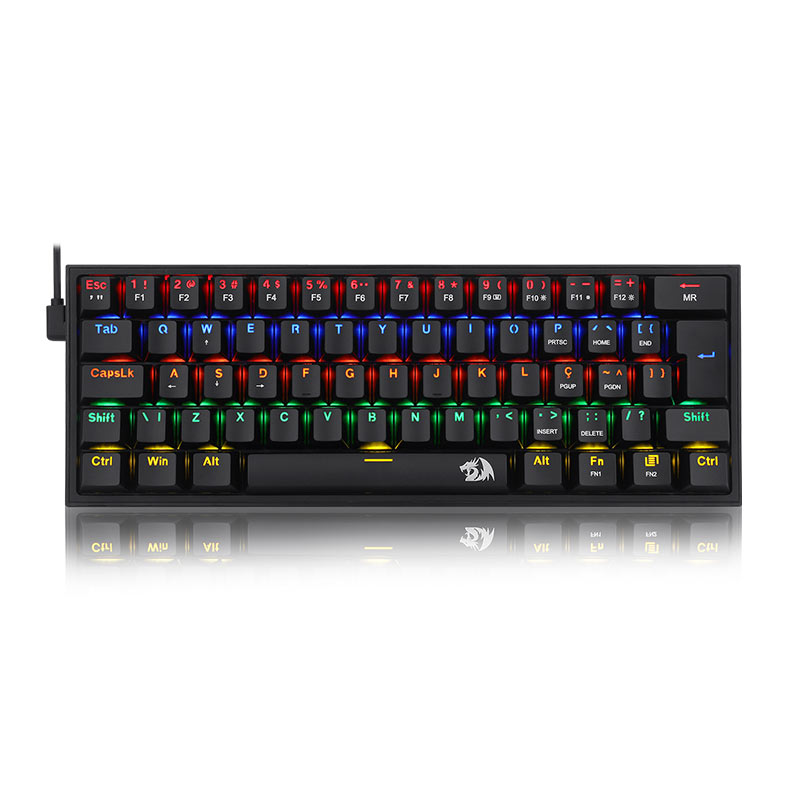 Teclado Mecanico Gamer Redragon FIZZ, RAINBOW, ABNT2, Switch Marron, Preto, K617-R-B-PT-BROWN - imagem 1