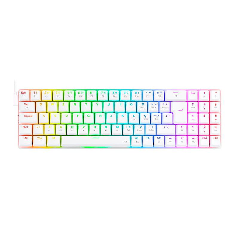 Teclado Mecanico Gamer Redragon Ashe, RGB, Switch Brown, Branco, K626-KB-W-PT-BROWN - imagem 1