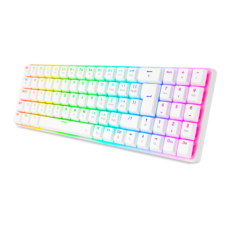 Teclado Mecanico Gamer Redragon Ashe, RGB, Switch Red, Branco, K626-KB-W-PT-RED - miniatura 4