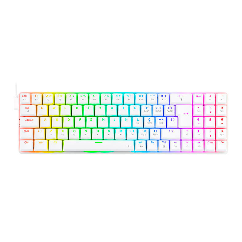 Teclado Mecanico Gamer Redragon Ashe, RGB, Switch Red, Branco, K626-KB-W-PT-RED