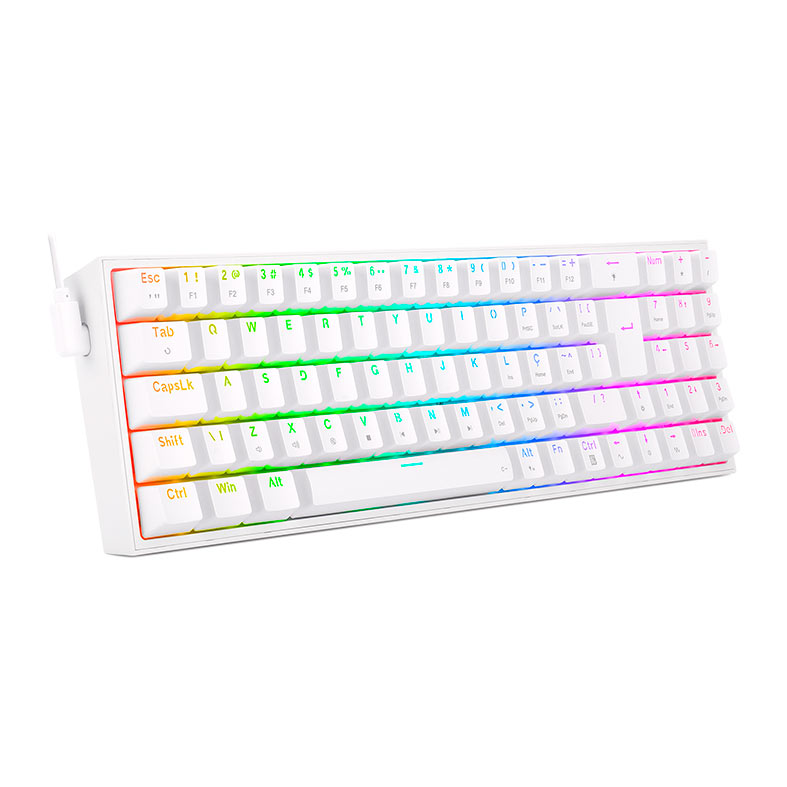 Teclado Mecanico Gamer Redragon Pollux, RGB, Switch Blue, Branco, K628-RGB-W-PT-BLUE - miniatura 3