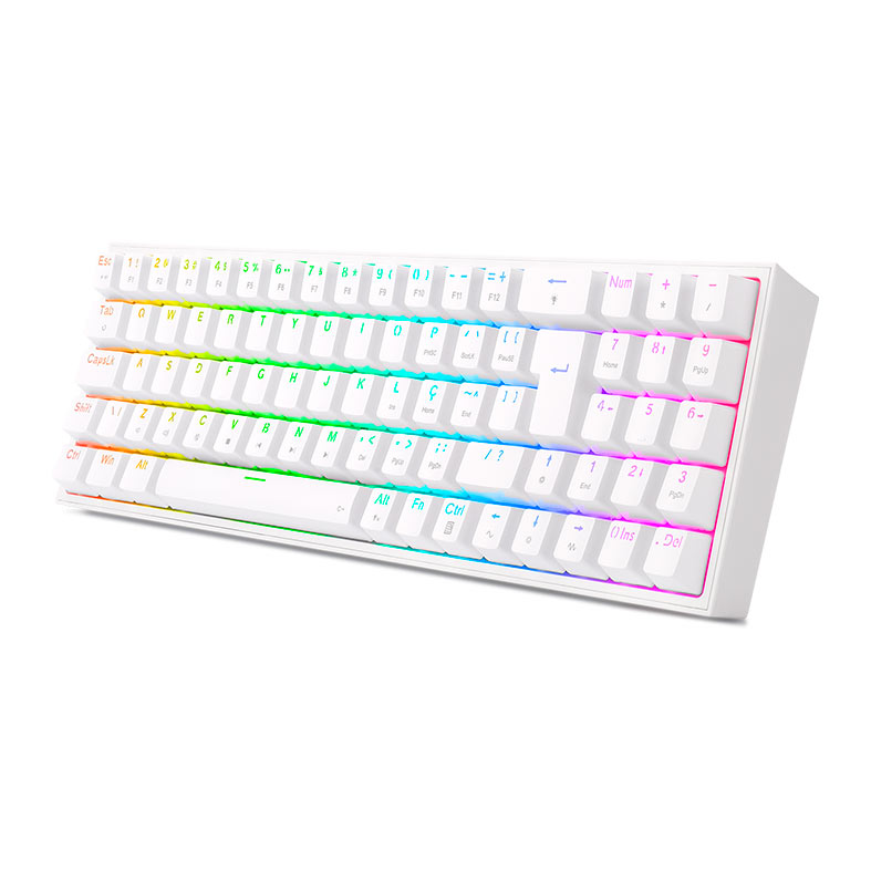 Teclado Mecanico Gamer Redragon Pollux, RGB, Switch Blue, Branco, K628-RGB-W-PT-BLUE - miniatura 4