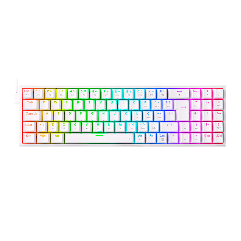 Teclado Mecanico Gamer Redragon Pollux, RGB, Switch Brown, Branco, K628-RGB-W-PT-BROWN - imagem 1