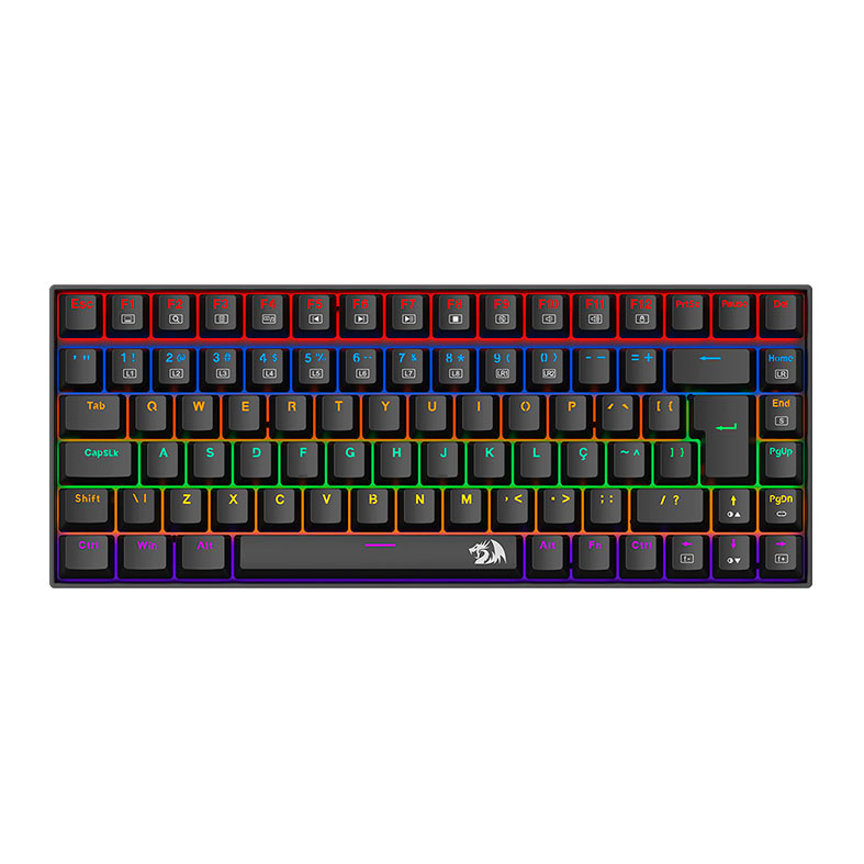 Teclado Mecanico Redragon Phantom, Rainbow, Switch Marrom, Preto, K629-KB-PT-BROWN - imagem 1