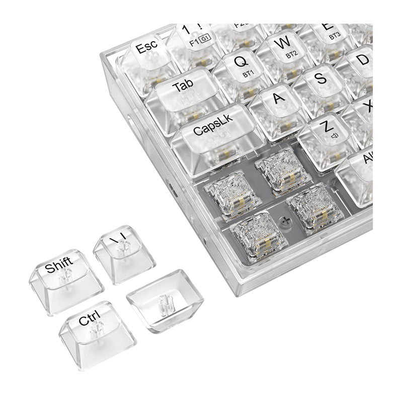 Teclado Mecanico Redragon Castor Pro, RGB, ABNT2, Switch Crystal, Bluetooth, Transparente, K631CT-RGB-PRO - miniatura 8