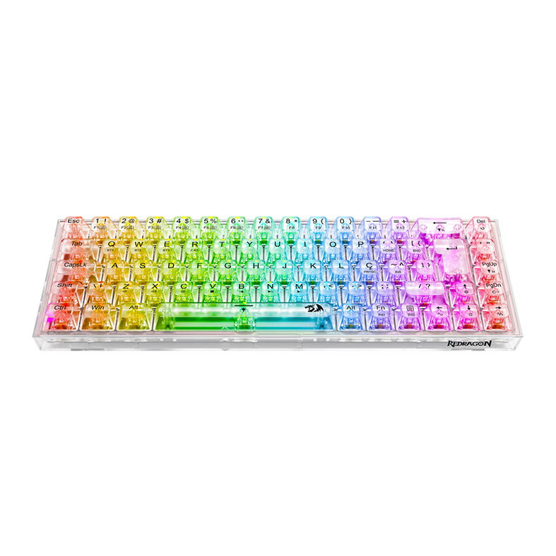 Teclado Mecanico Redragon Castor Pro, RGB, ABNT2, Switch Crystal, Bluetooth, Transparente, K631CT-RGB-PRO - miniatura 6